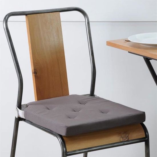 Coussin de chaise capitonné réversible en lin beige 40 cm
