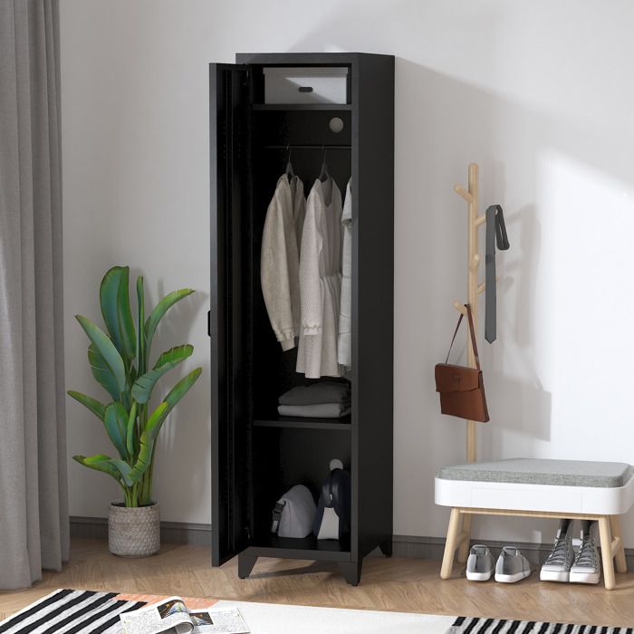 HOMCOM Armoire vestiaire compacte en métal casier Meuble de Rangement