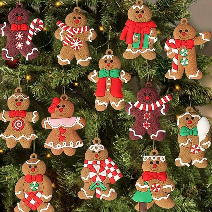 Étoile De Sapin En Forme De Bonhomme Pain D'Épice - Décoration De Noël Douce 31x20 Cm - 9