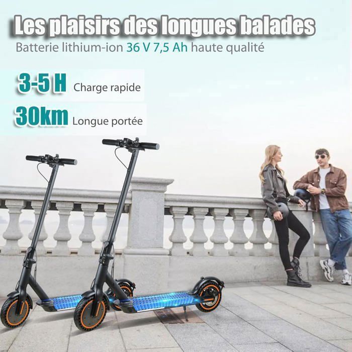 Trottinette électrique QnQ – Moteur 250W, Batterie 7,8Ah, 25 Km/h, 30 Km D’autonomie, Pneus 8,5″, Freins Double, APP, Charge 120 Kg