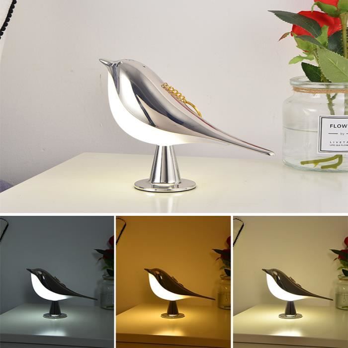 Lampe de Chevet Haut-parleur Bluetooth Veilleuse LED Oiseau Lampe