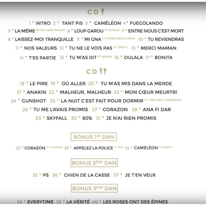 Maitre Gims Ceinture noire 2eme Dan inclus 31 titres 3 bonus exclusifs a cette edition Album CD 2018 Cdiscount