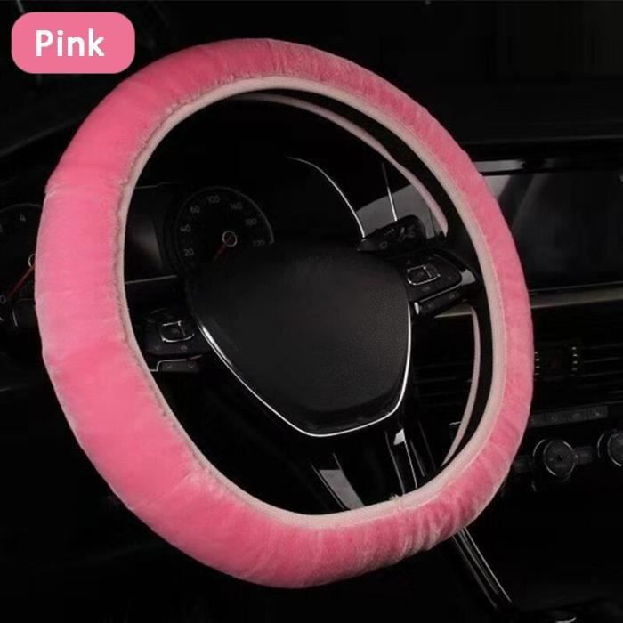 Couvre-volant de voiture en laine rose noir, accessoire d