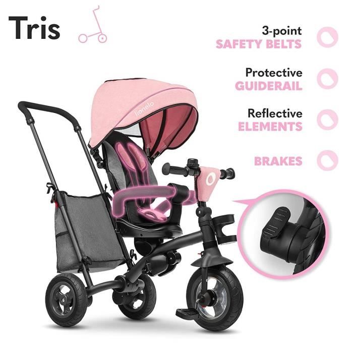 Tricycle Évolutif Lionelo Berry – Poussette + Tricycle De 9 Mois à 5 Ans (25 Kg Max)