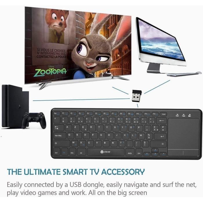 Mini Clavier Sans Fil QWERTY Avec Touchpad Pour Smart TV- Spacenet