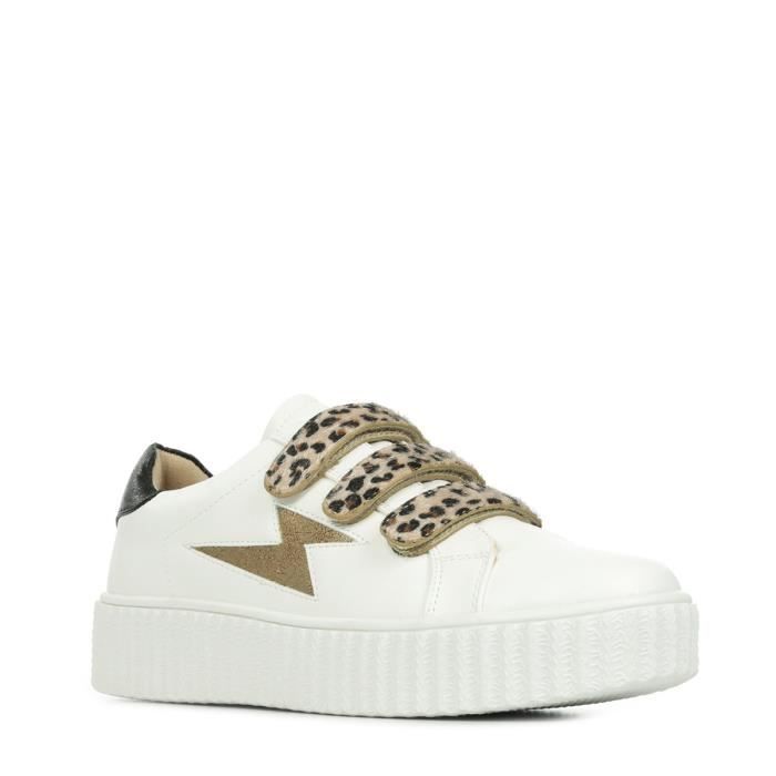 Baskets VANESSA WU Leopard Blanc Scratchs Automne Hiver