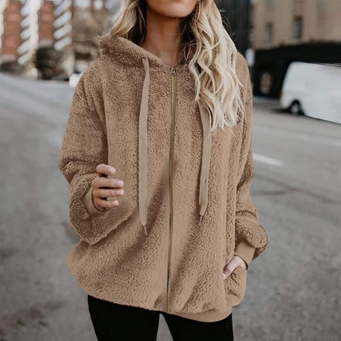 Veste en polaire oversize Sweat capuche chaud Manteau court