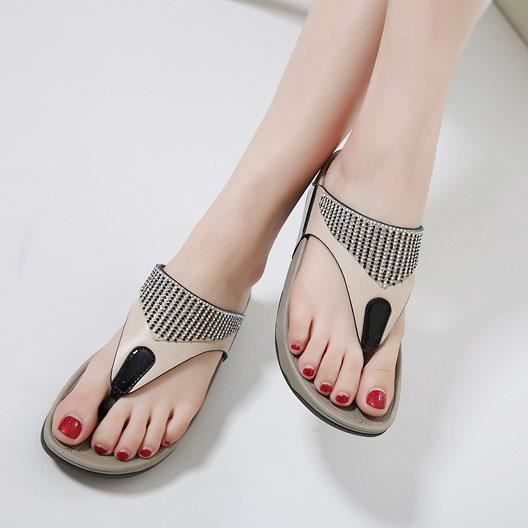 Sandales Femme Compensees INSFITY Noir Talon 4cm Strass et Confort pour Vacances