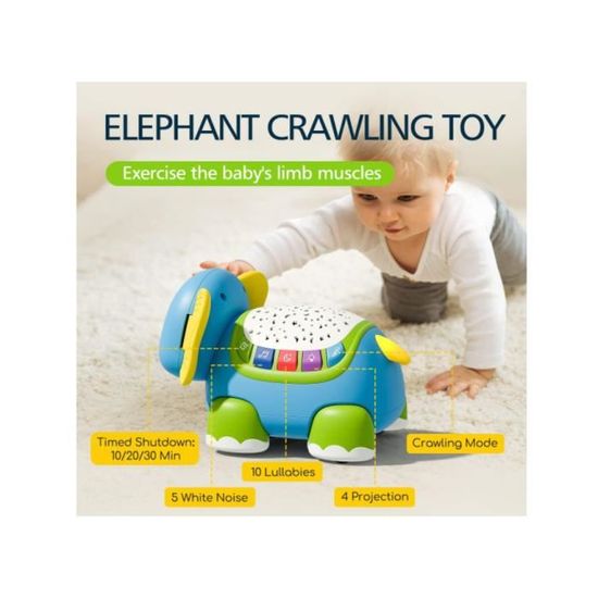Jouet Rampant éléphant Musical Bébé 6 Mois+ - Lumières, 18 Chansons, Boutons Sensoriels - Développement Motricité Et éveil - 3