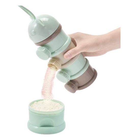 Doseur Lait Bébé 4 Compartiments - Boîte Poudre Lait Rotative Portable Avec Entonnoir - Bleu