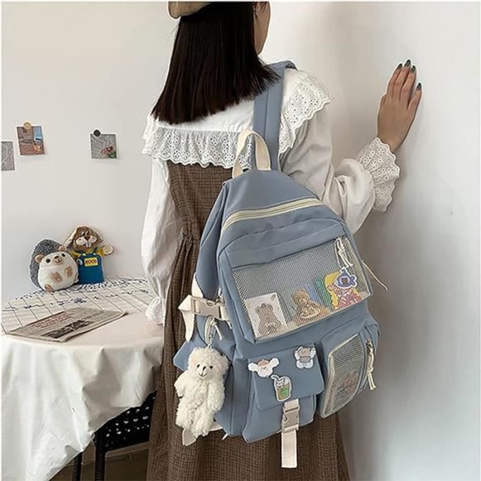Sac a dos avec epingle et accessoires en peluche sac a dos sac a dos durable sac a dos esthetique mignon pour l ecole