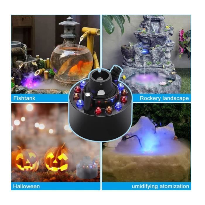 Générateur De Brume à Ultrasons - Fontaine à Brouillard Avec LED Pour Étang, Aquarium, Décoration Halloween/Noël - 5