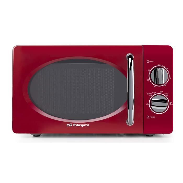 Micro Rouge Micro-ondes monofonction ORBEGOZO mi2020 - 700W - 20L - Rouge et Argent ...