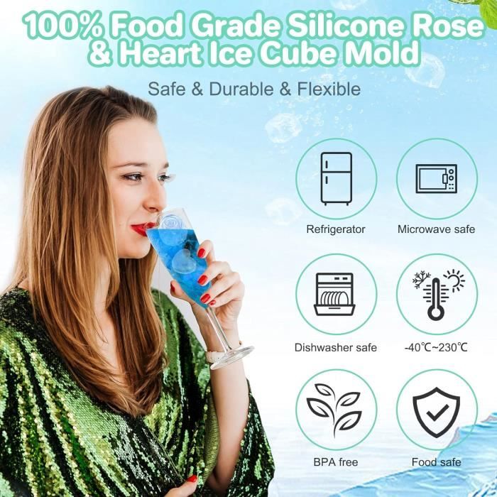 Lot De 2 Bac A Glacons En Silicone Avec Couvercle, Bac À Glacon Empilable, Certifié Lfgb Et Sans