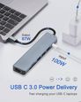 Hub USB C, Adaptateur Multiport 7-en-1 vers HDMI,Lecture Carte SD/TF, Port PD 87W, Ports USB 3.0 et  Ports USB 2.0 PD Hub Multiport-3