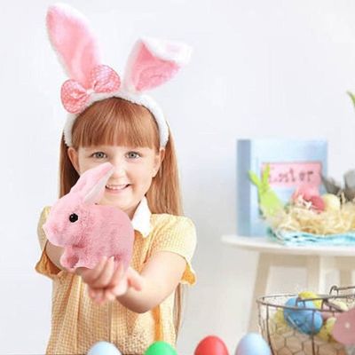 Lapin Interactif Peluche - Sauts Et Oreilles Qui Bougent - 17x10x17 Cm - Piles AA - Cadeau Enfant - 4