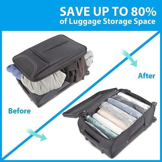 COMPACTOR Lot de 2 sacs Roll-up S pour les voyages bleu et transparent -  Cdiscount Maison