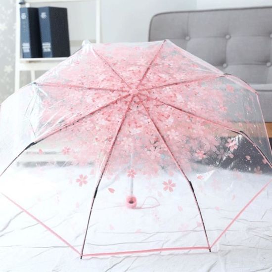 Ouverture et Fermeture Automatique Femmes Personnalis/é KS25B Compact et Pliable,et Sorties en Plein air ThreeH Parapluie Transparent dimpression de Voyage Coupe-Vent Parapluie Pliant