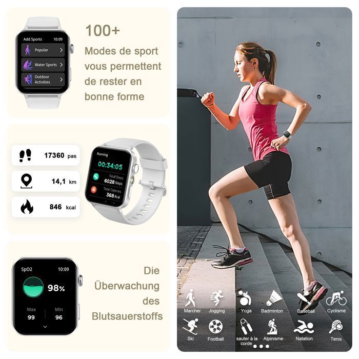Blackview Montre Connectée Femme, Smartwatch R8 avec Oxymètre de Pouls