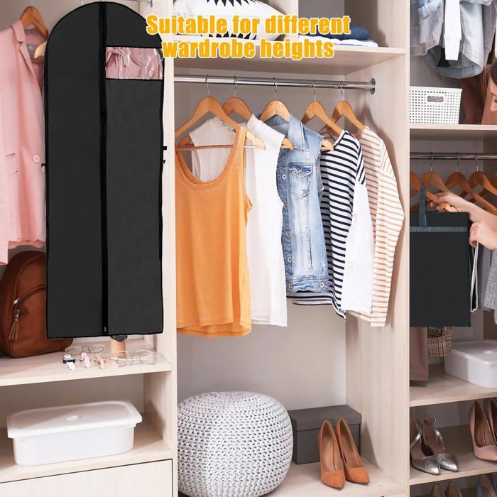 Housse à Vêtements Suspendue 180x60 Cm - Imperméable, Anti-poussière - Avec Poignée Et Zip - Pour Voyages Et Rangement