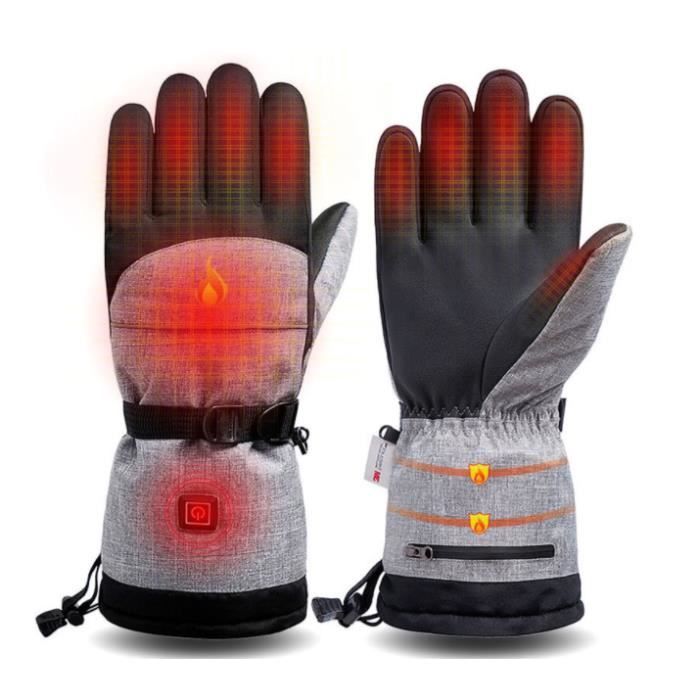 Gants de moto chauffants, gants chauffants d'hiver à écran tactile à cinq  doigts, gants chauffants électriques de ski d'extérieur.