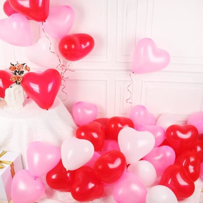 Meersee Ballons Coeur avec Pampe 100 Ballons en Latex Ballon en Forme Coeur  Rouge pour Mariage Anniversaire Décoration