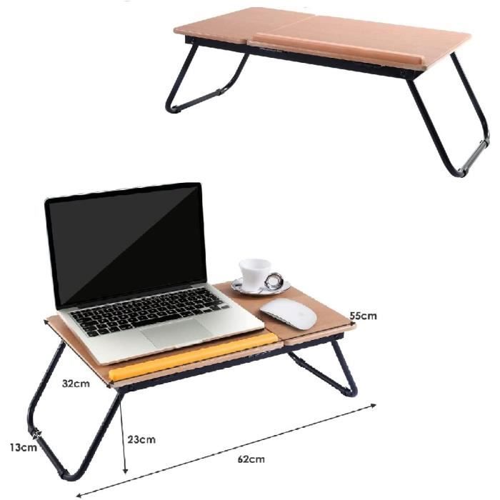 GIANTEX Table de Lit pour Ordinateur Portable,Bureau de Lit Pliable avec  Angle Réglable, Petite Table