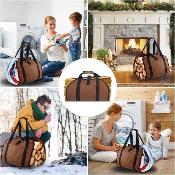 Sac à Bois Toile Sac à Bûche Cheminée Sac de Transport de Bois de Chauffage  Imperméable avec Poignée Relevable Accessoires - Cdiscount Bricolage