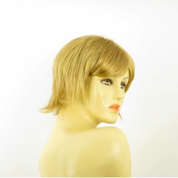 Perruque Courte Blonde MAIA - Blond Doré Méché Très Clair - 35cm - Synthétique - Raie Libre