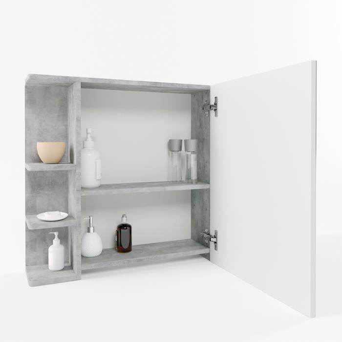 Meuble miroir suspendu FYNN 80 cm blanc - salle de bain - VICCO - Cdiscount  Maison
