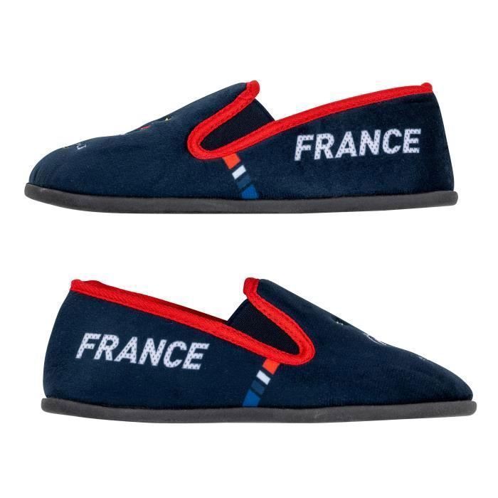 Chaussons Equipe De France FFF – Collection Officielle, Polyester Et Gomme, Bleu, Produit Sous Licence