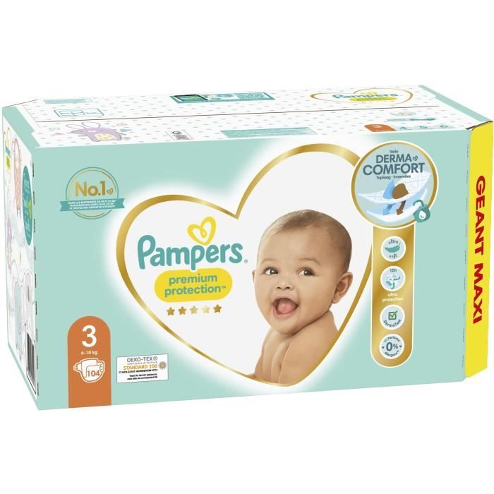 Couches Pampers Premium Protection - Taille 3 - 104 couches