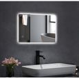 AKALNNY Miroir salle de bain LED avec éclairage blanc Miroir mural avec anti-buée + interrupteur tactile 70x50cm-0