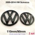 2x Insigne logo emblème avant 110mm -arrière 90mm Noir brillant Adaptation Volkswagen VW Scirocco 2009-2014-0