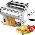 Machine à Pâtes,Fraîches Manuelle, 403 en Acier Inoxydable pour Tagliolini Fettucine Lasagnes Ravioles Spaghettis (7 Échelles)-0
