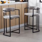 WAHSON OFFICE CHAIRS Wahson Tabourets de Bar Lot de 2 Tabouret Bar en Velours avec Accoudoirs Chaise de Bar Coussin épais, Gris