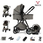 MAGIC ZC poussette 3 en 1 MagicZC,Dossier réglable,nouveau né,pliable,0-3 ans,bébé 3 en 1,sac de maman,Gris foncé