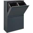 Arregui Basic CR604-B Poubelle de recyclage en acier, poubelle de tri sélectif, 4 seaux, 4 x 17L (68L), anthracite