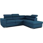 CASAPY Canapé d'angle convertible réversible avec coffre - 5 places - DAYTONA - Tissu bleu - 260 x 94 x 216 cm
