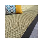 DECOWEB Tapis Jonc de mer - Paro fin natté 4x4 - Ganse coton noire - 200 x 200 cm