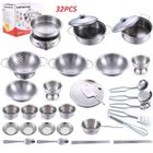 XICHAO 32pcs Dînette Enfant Ustensiles de Cuisine Jouet en Acier Inoxydable Robuste