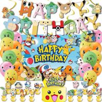 Mignon Pikachu Pokémon Fête D’anniversaire Décorations Bannière Ballons Gâteau Cupcake Toppers Décoration pour Enfants