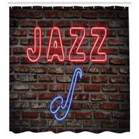 Abakuhaus, La musique Rideaux de Douche, Tous Jazz Sign Mur de briques, rouge Bleu, 175 x 200 CM