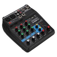 ARAMOX Table de mixage Mini mélangeur 4 canaux de carte son Bluetooth USB pour scène domestique 100-240V (US)