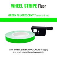 Wheel Stripes Bandes Adhésives Fluorescentes pour Jantes Moto avec Applicateur, Vert Fluo, 7 mm x 6 mt