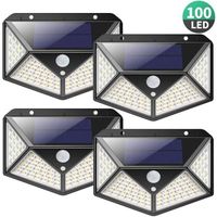 Lampe Solaire Extérieur iPosible【Version Puissante 4 Pack】100 LED 2200 mAh éclairage Extérieur étanche 270° lumière Solaire