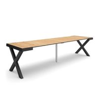 Table console extensible, 300, Pour 14 personnes, Pieds bois massif, Chêne, RF2834