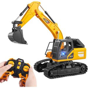 Pelleteuse Télécommandée Avec Lumière & Son – Engin RC Rechargeable 2,4 GHz, Bras En Alliage, Rotation 680°, Cadeau Anniversaire Ou Noël Pour Enfant De 3 à 12 Ans