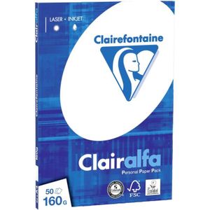 PAPIER IMPRIMANTE CLAIREFONTAINE POCHETTE CLAIRALFA BLANC A4 160G 50