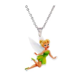 fée rose Wings Fée Clochette motif argent collier 46cm chaîne cadeau